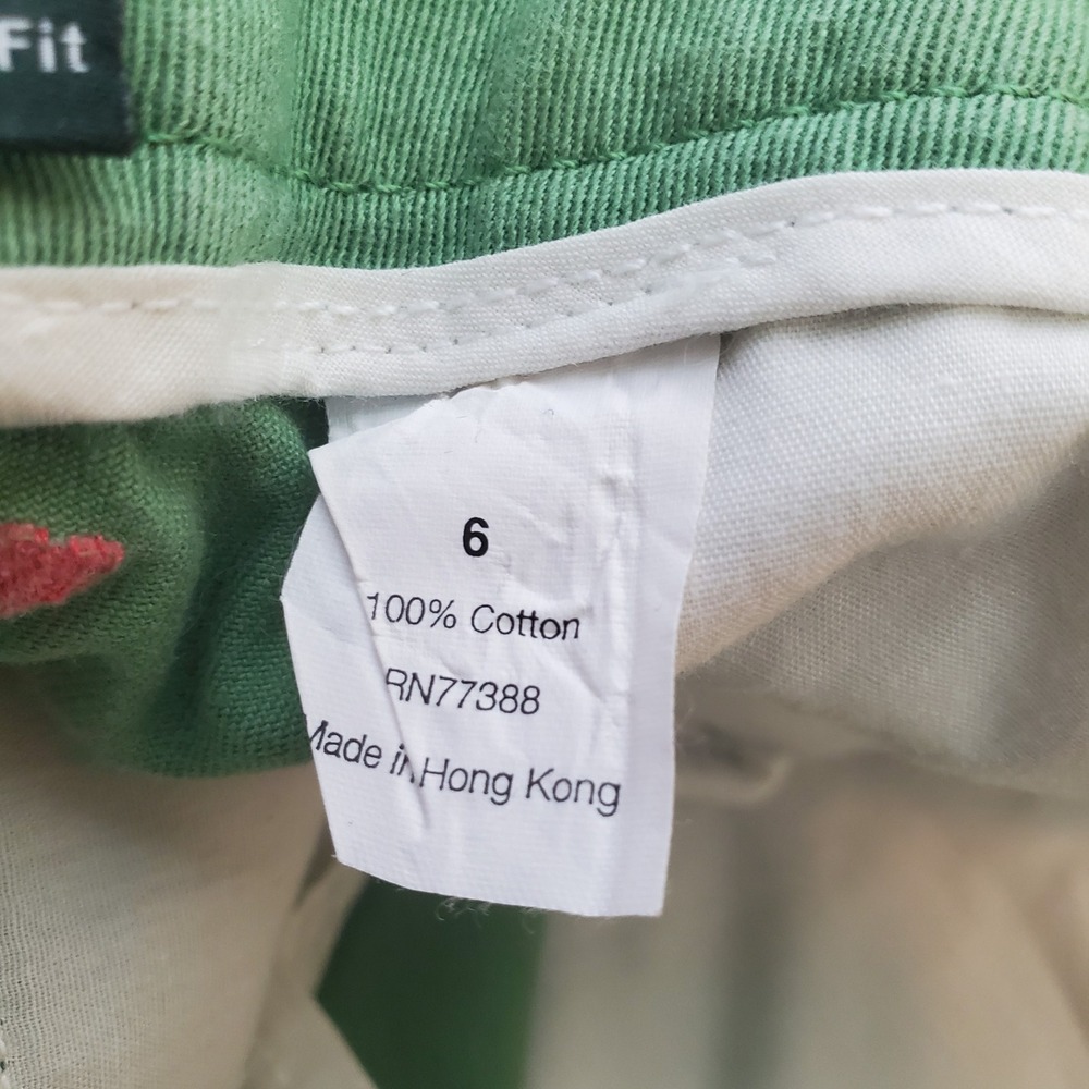 J Crew Vintage Whale Chino Crop Pants Favorite Fit Green Cotton Pink Embroidery - Picture 2 of 13